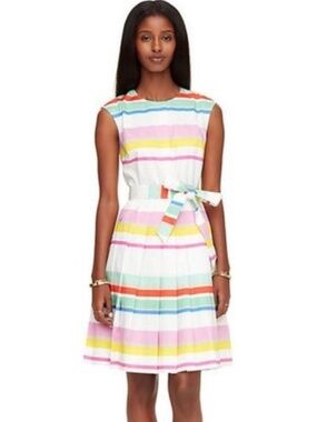 Kate Spade Multi Cape Stripe Shirtdress, Pastel Cotton Dress size